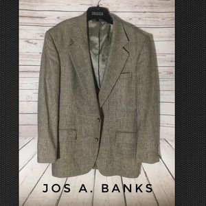 Jos A Bank Mens Sport Coat Black Glen Plaid 40R